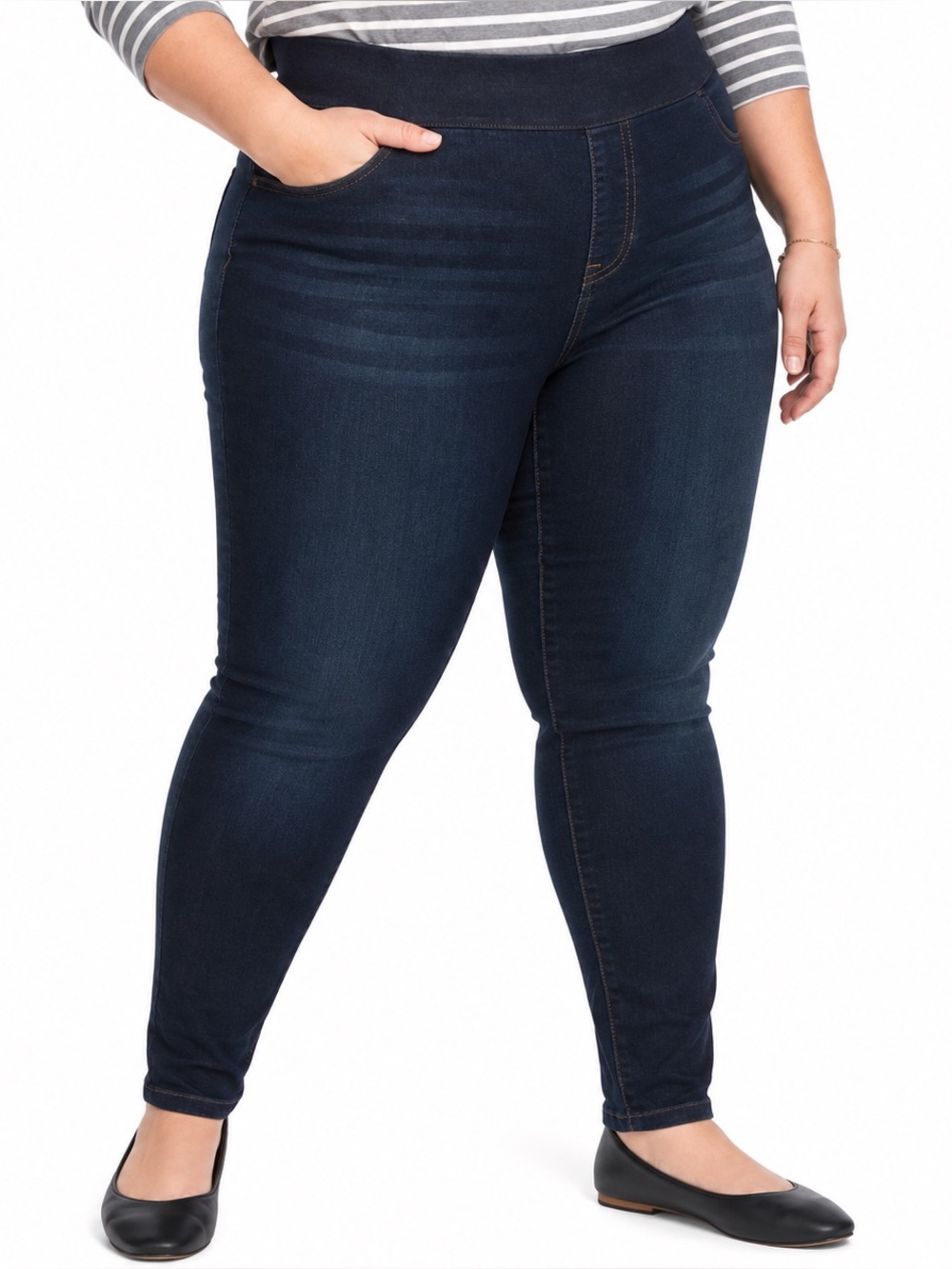 Evri Dark Wash Pull On Skinny Jeggings